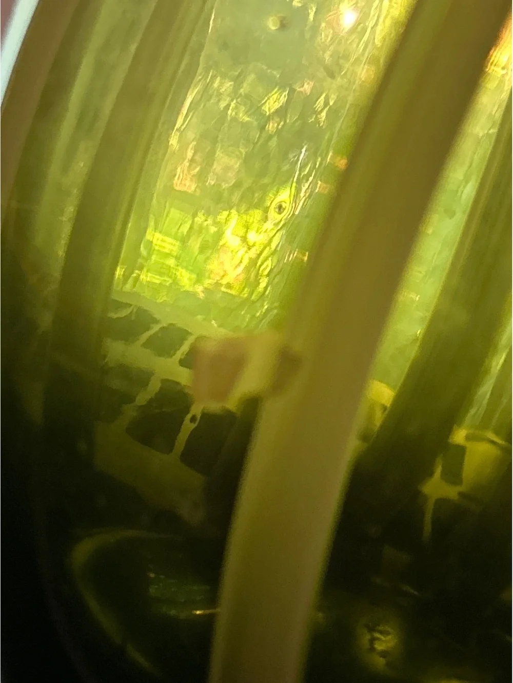 Vintage Green Glass Vase with Cream Striped Design